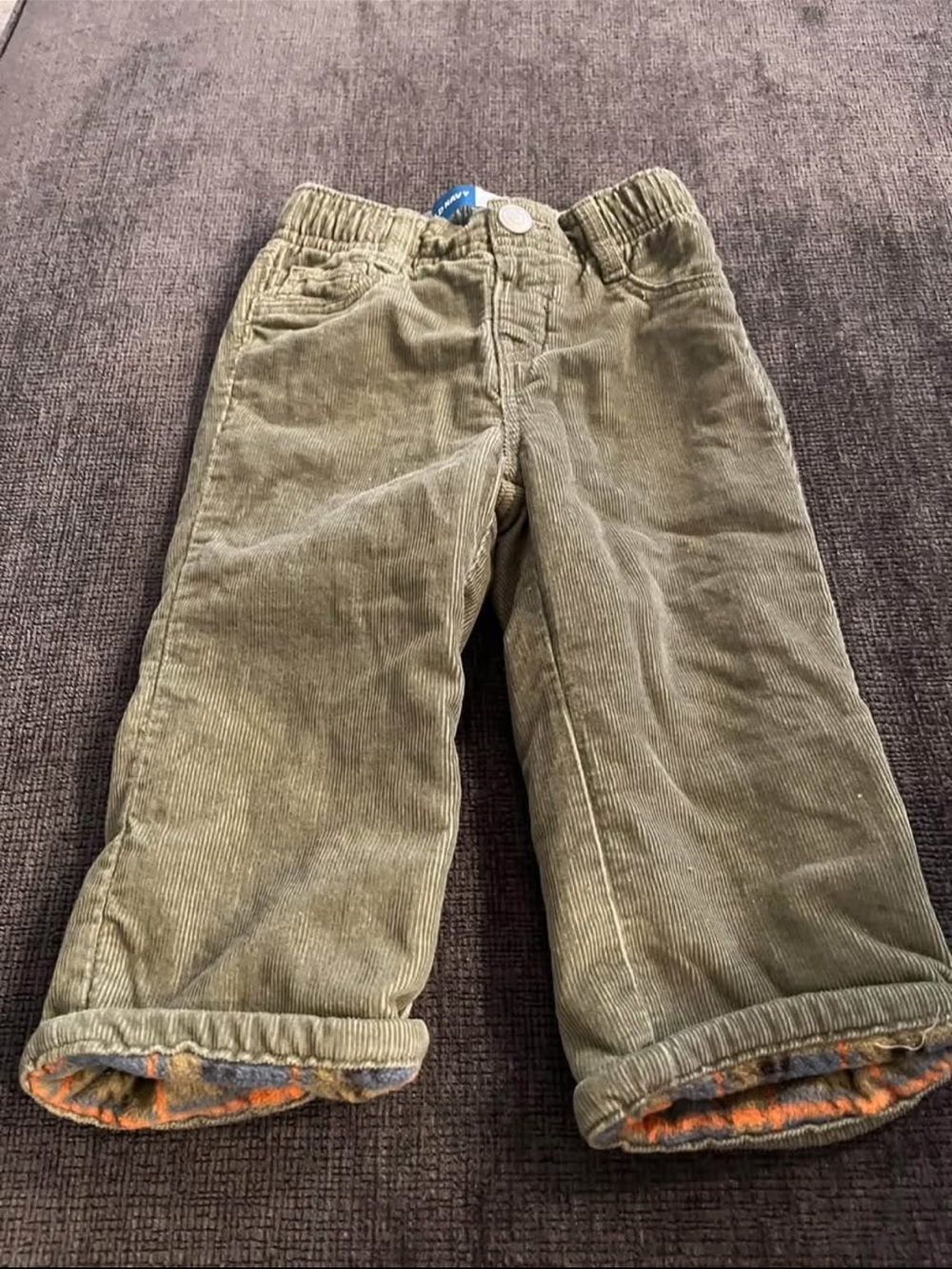 Old Navy Olive Green Corduroy Joggers with Patterned Cuff